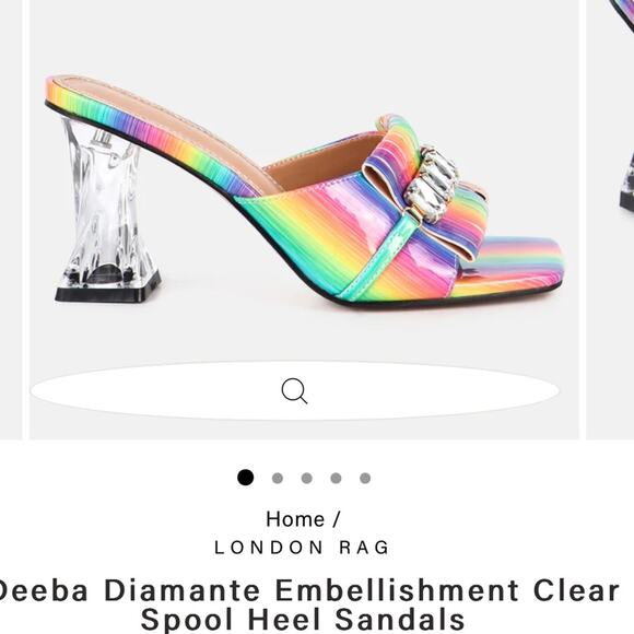Rainbow Faux Leather Sandals London Rag Deena w Embellis Size 9 NIB - Picture 6 of 10